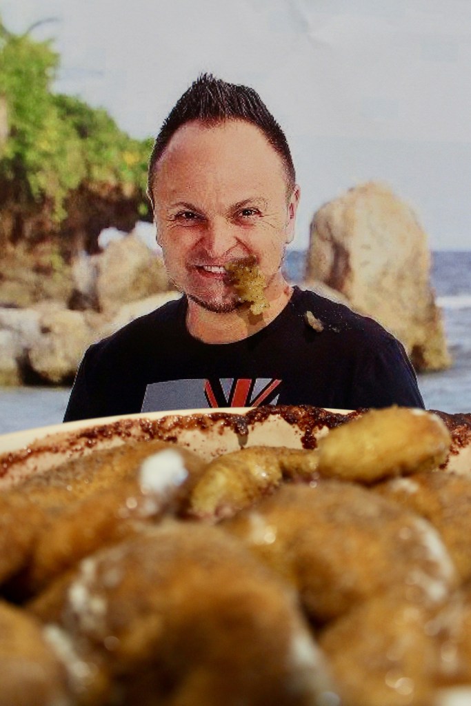 teven Bradbury inhaling my Steven Bradberry Doughnut Cobbler.