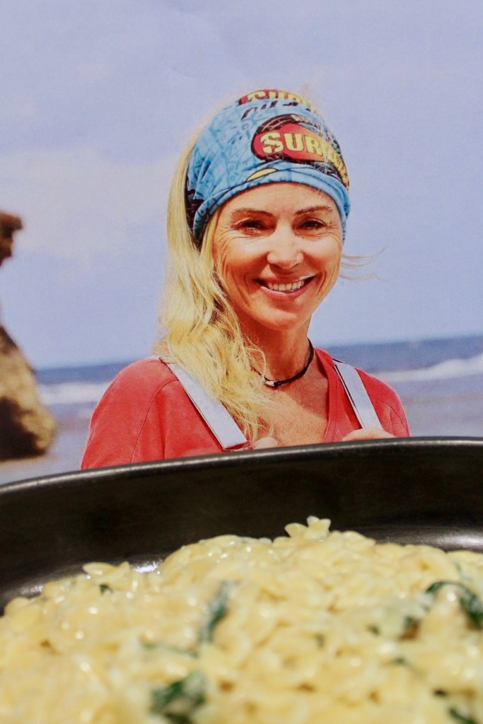 Susie Maroney smashing her third boot Cheesie Marisoni with Spinach and Garlic