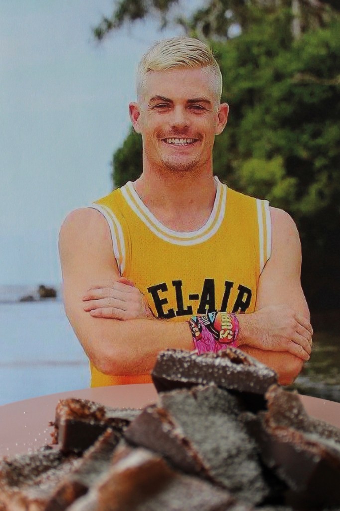 Matt Farrelly hoping that a tray of Mattella Farrownies will dull the pain of becoming the eleventh boot of Australian Survivor.