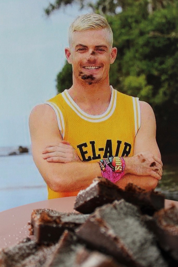 Mat Farrelly hoping that a tray of Mattella Farrownies will dull the pain of becoming the eleventh boot of Australian Survivor.