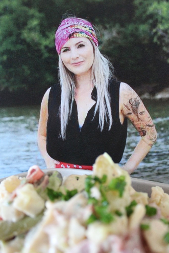 Hannah Pentreath waiting to smash a Reubannah Pentato Salad after a shocking tribal council.