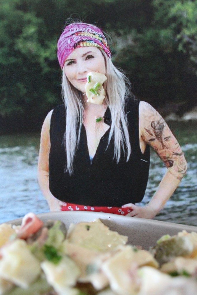 Hannah Pentreath smashing a Reubannah Pentato Salad after a shocking tribal council.